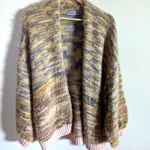 Kimchi Blue oversize fuzzy colorful open sweater